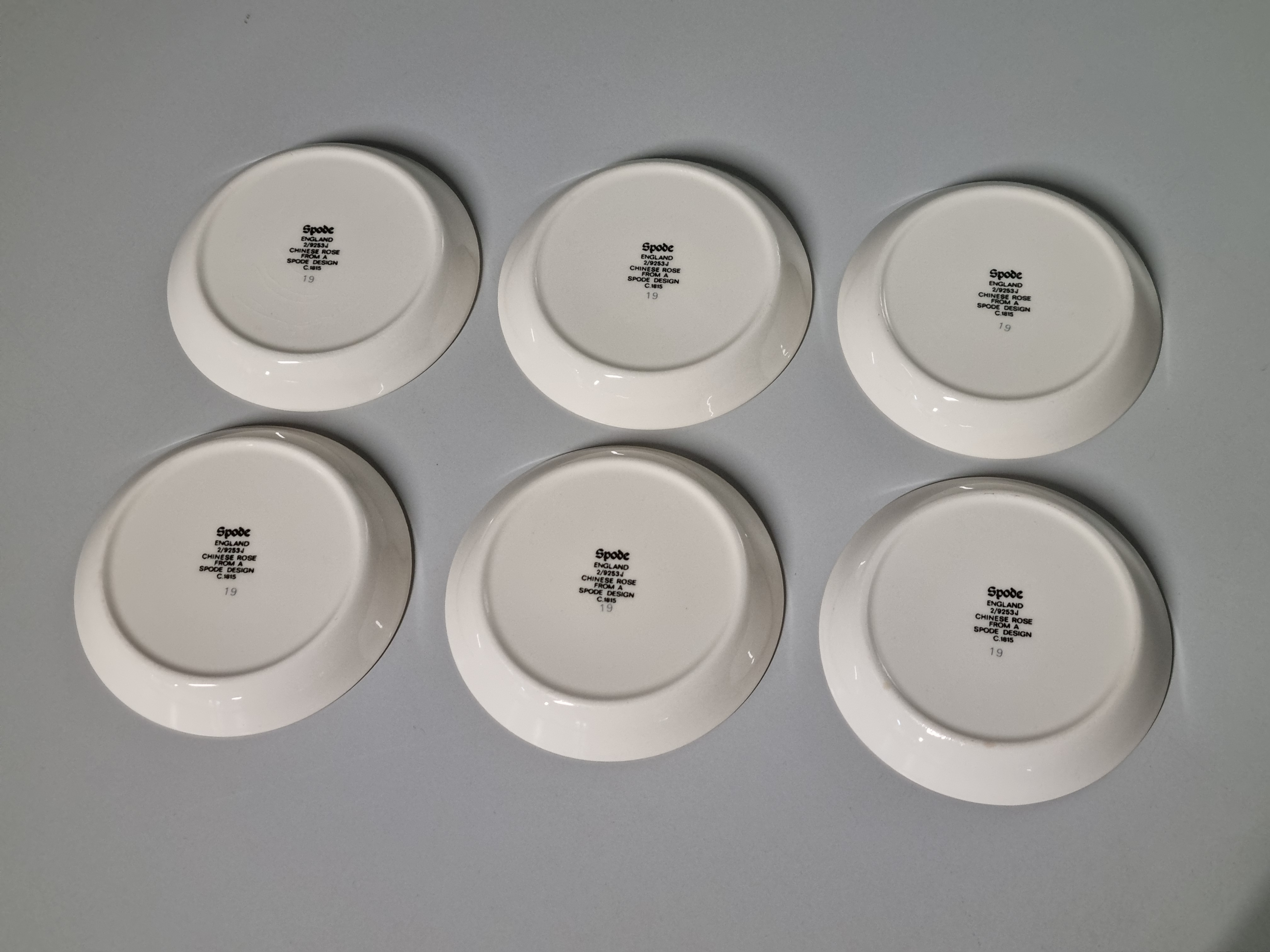 Engels Spode Copeland Chinese Rose set 6x bordje 10 cm (nieuw stempel)