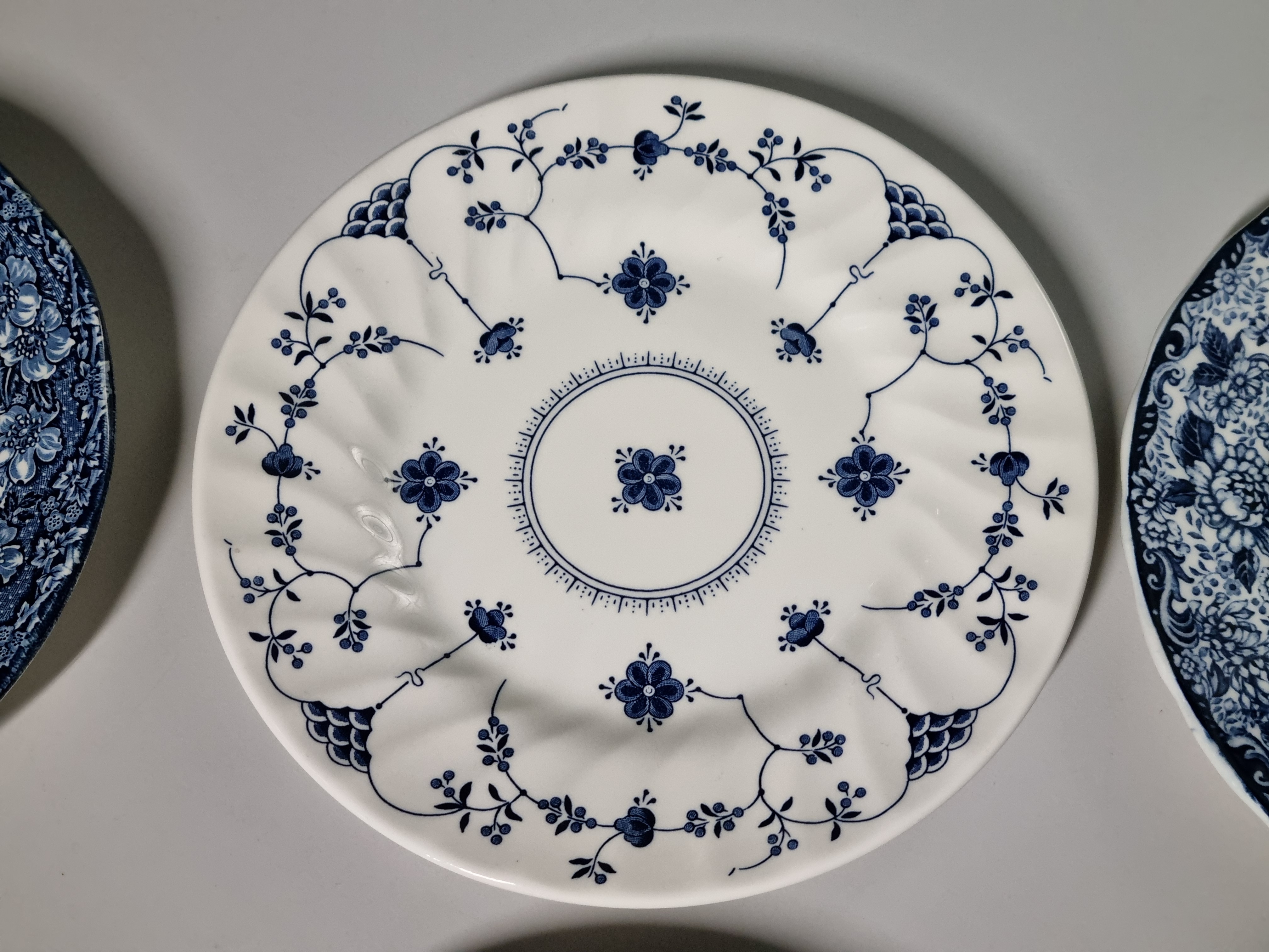 Engels blauw Set 6x mix & match ontbijtbord dessertbord 20 cm