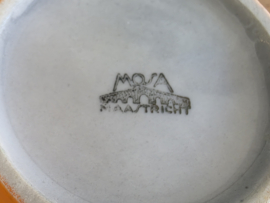 Vintage Vaasje Mosa Maastricht Art Deco oranje met grijs