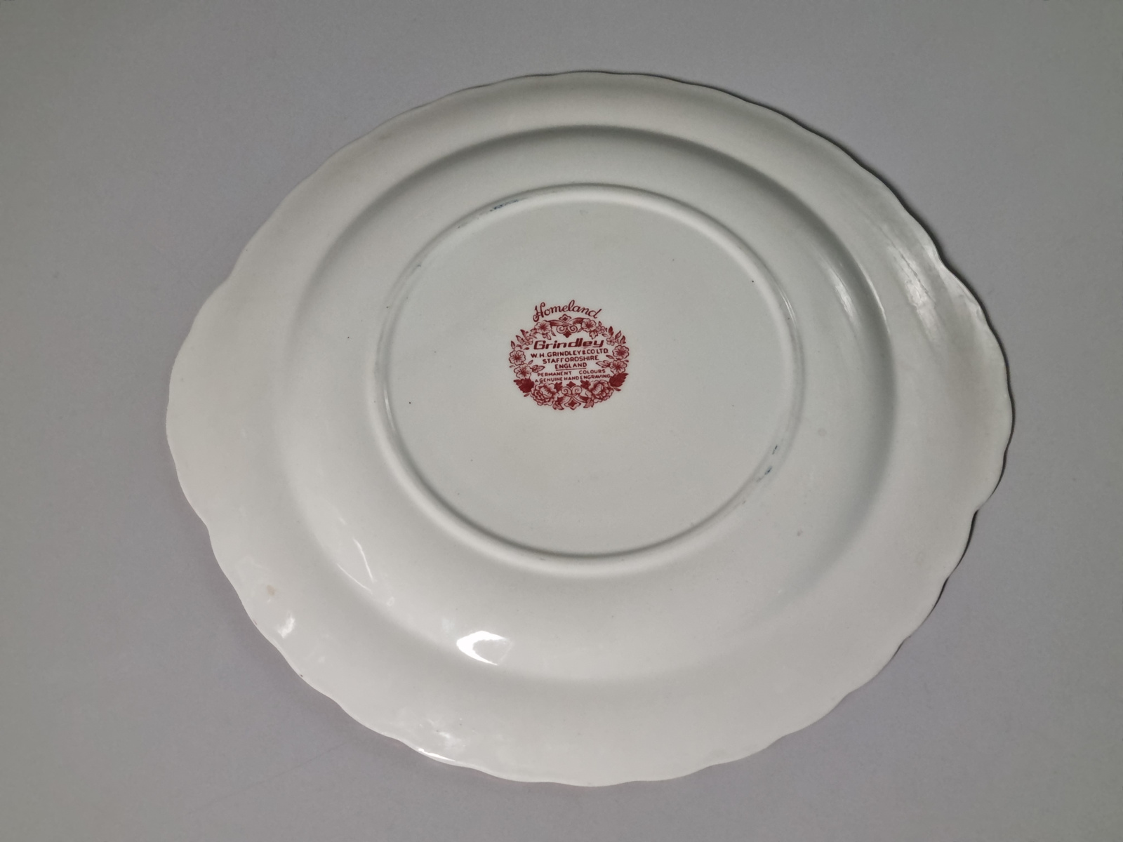 Engels rood Grindley Homeland groot Serveerbord met greepjes (rond) 33 cm