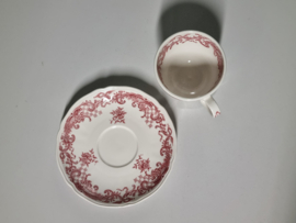 Villeroy en Boch Valeria rood Koffie Kop en schotel, bruin stempel