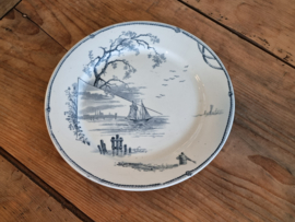 Verkocht = Petrus Regout Marines donkerblauw plat dinerbord 23,5 cm (rond model, horizon)