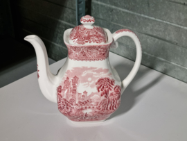 Engels rood decor River Scene Koffiepot 18 cm