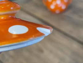 Societe Ceramique Christiania oranje met stippen Suikerpot