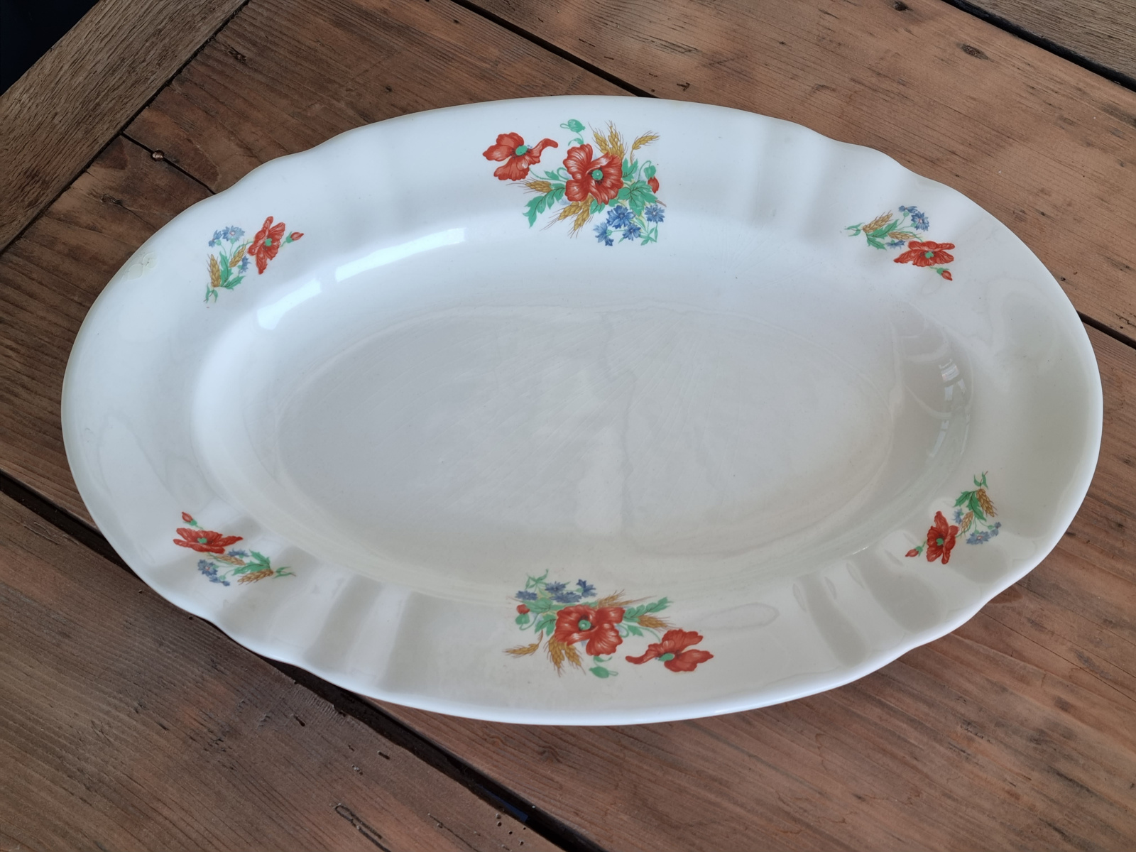 Klaproos Societe Ceramique grote ovale schaal 42 cm