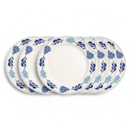 Royal Boch Belgium Boerenbont blauw Boerenblauw set 6x ontbijtbord 21 cm