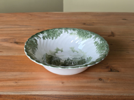 Engels groen Myott The Brook hoge ronde schaal 21 cm