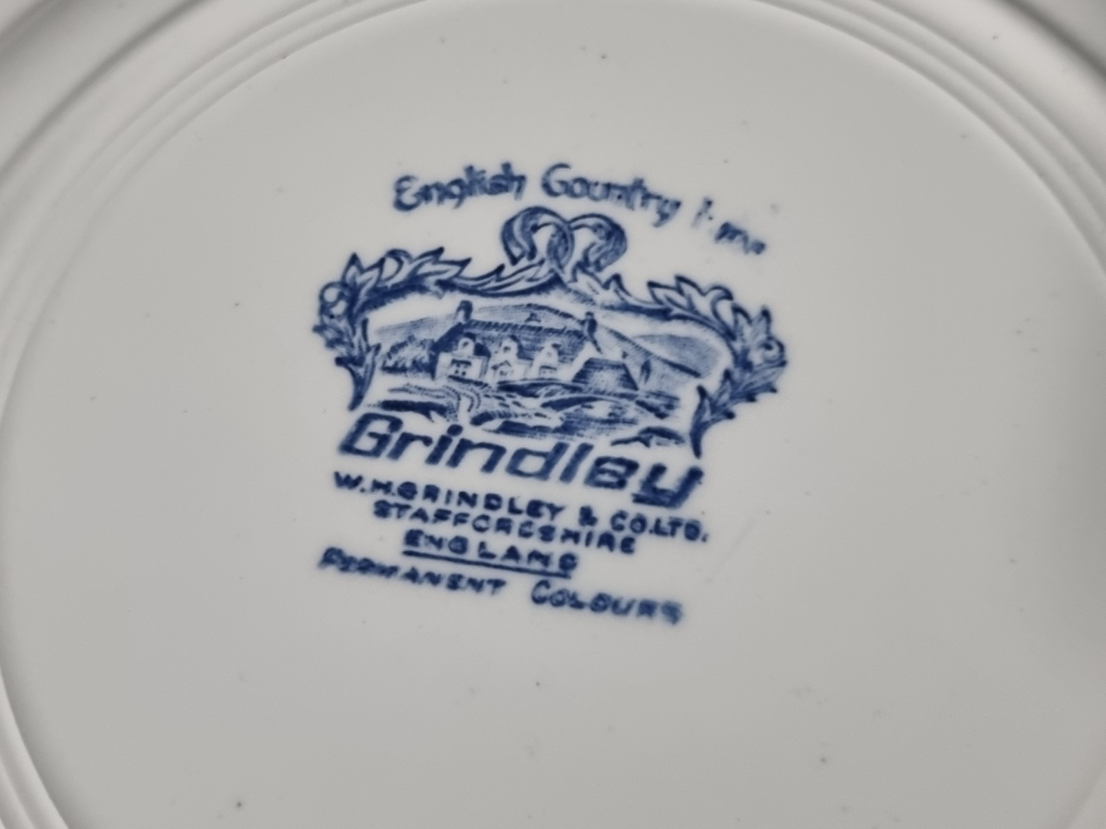 Engels blauw Grindley Country Inns plat dinerbord 25,5 cm