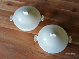 Societe Ceramique creme set 2x dekschaal terrine 20,5 cm
