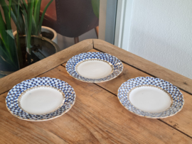 Lomonosov blauw Cobalt set 3x Gebaksbordje 15 cm