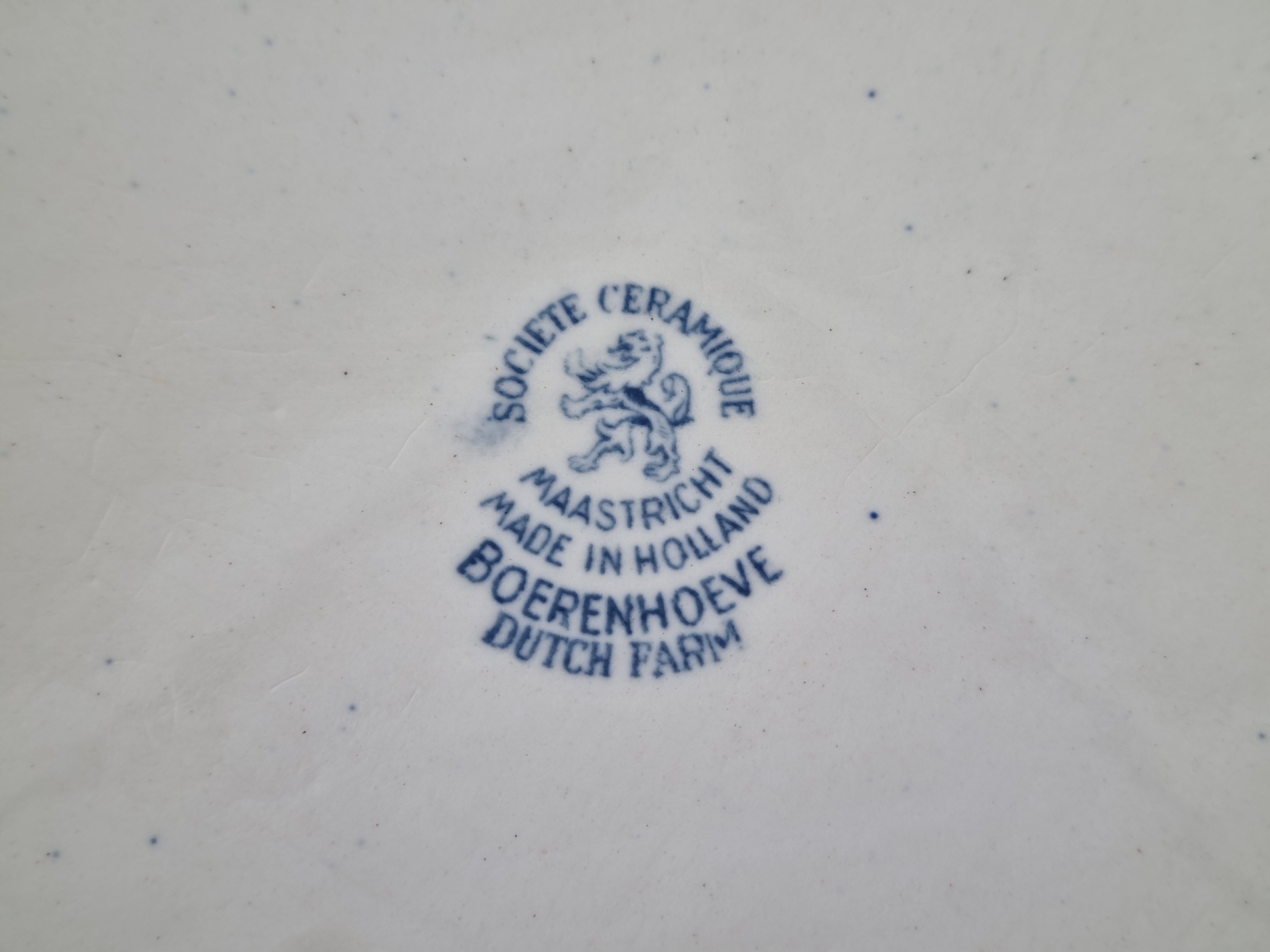 Boerenhoeve blauw Societe Ceramique robuuste ovale schaal 42 cm