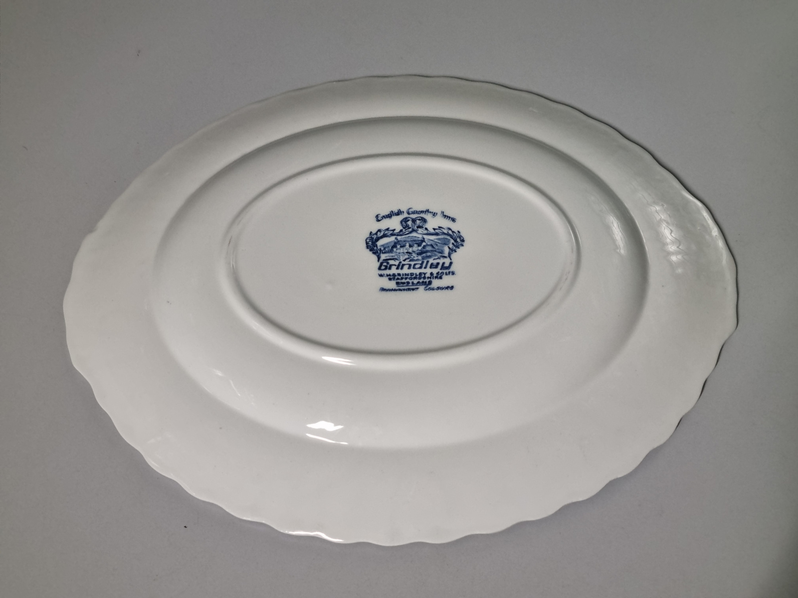 Engels blauw Grindley Country Inns ovale schaal 31,5 cm