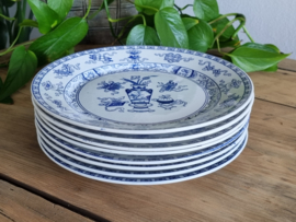 Potiche blauw Petrus Regout set 8x plat Dinerbord 23,5 cm