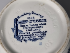 Engels blauw Coaching Taverns Royal Tudor Ware Staffordshire Koffie Theepot