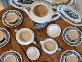 Boerenhoeve Zwart Societe Ceramique compleet koffieservies theeservies 6 personen