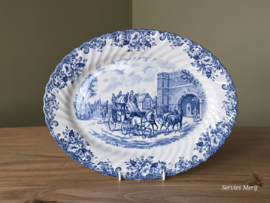 Engels blauw Johnson Bros Coaching Scenes ovale schaal 31 cm