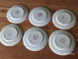 Engels rood Set 6x mix & match plat dinerbord