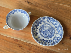 Engels blauw Barrats Old Castle Elizabethan Soepkom met schotel