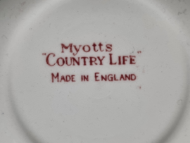 Engels rood Jachtservies Myott's Country Life set 2x Theezakjeslegger