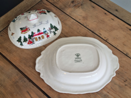 Engels Mason's Christmas Village 1983 Kerstservies Dekschaal Terrine