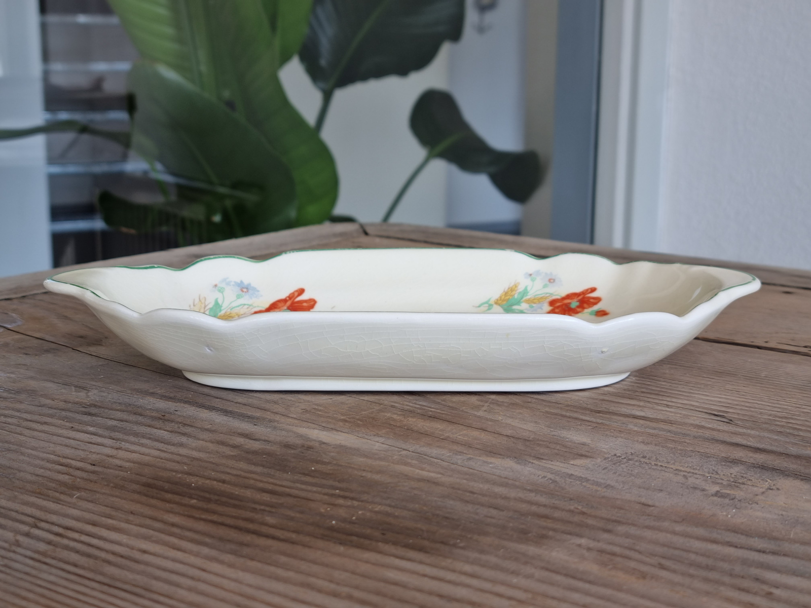 Klaproos Societe Ceramique Belegschaaltje Groene Rand 25,5 cm