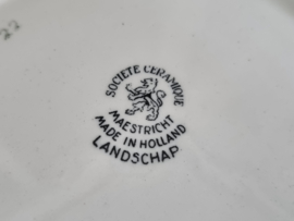 Landschap Zwart Societe Ceramique set 6x Ontbijtbordje 21 cm (vierkant model, wit)