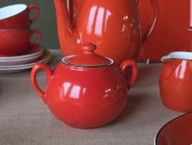 Societe Ceramique rood ontbijtservies 12 personen