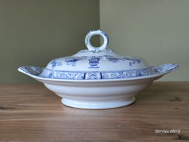 Potiche blauw Petrus Regout dekschaal terrine