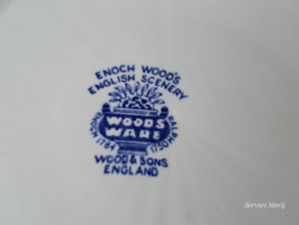 Engels blauw Wood & Sons Woods Ware English Scenery plat dinerbord 25 cm(ribbel rand)