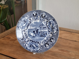 Societe Ceramique decor Stier Gevecht blauw plat Wandbord 23 cm