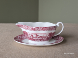 Engels rood Enoch Wedgwood River Scene sauskom op vaste onderschotel