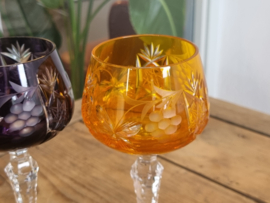 Boheems Kristal Glas set van 2x op hoge voet 19,5 cm kleur Grapes