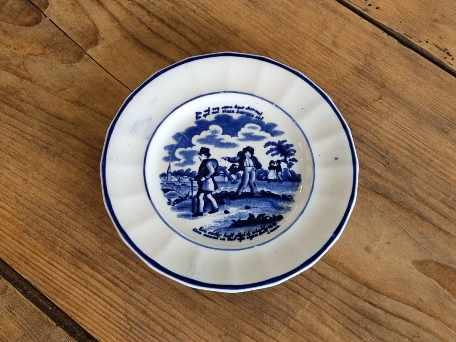Petrus Regout blauw bord J. Cats 17,5 cm