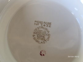 Wedgwood Moss Rose set 2x hoge ronde schaal op voet 22 cm en 20 cm (bruin stempel)