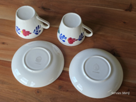 Boerenbont Regout Royal Sphinx set 2x robuuste chocoladekop met schotel 9,5 cm