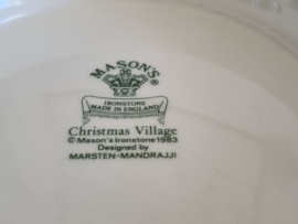 Engels Mason's Christmas Village 1983 Kerstservies Serveerschaal op voet  26,5 cm