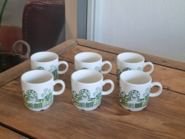 Vintage groen Figgjo Flint Turi Design Market Norway set 6x mokje (recht model)