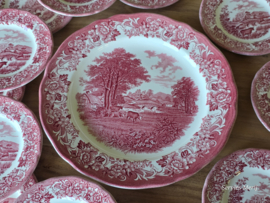 Engels rood Meakin Romantic England Gebakstel 12-persoons