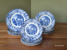 Engels blauw Johnson Bros Mill Stream set 18 borden, 6 persoons