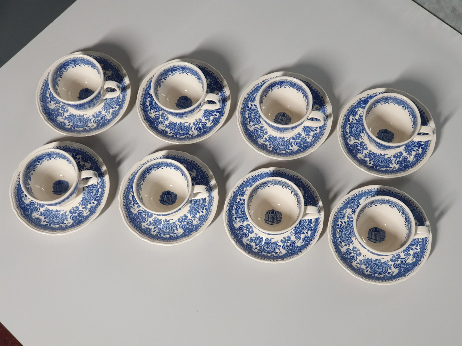 Villeroy en Boch Burgenland blauw set 8x Koffie Kop en schotel