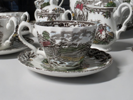 Engels bruin Jachtservies Myott's Country Life Koffieservies theeservies 8 personen