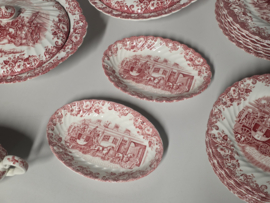 Engels rood Coaching Scenes Eetservies 8-persoons