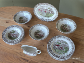 Engels bruin Jachtservies Myott's Country Life complete dinerset 5 personen