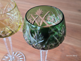 Boheems Kristal Glas set van 2x op hoge voet 19,5 cm