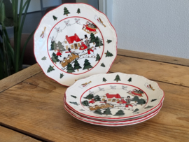 Engels Mason's Christmas Village 1983 Kerstservies Ontbijtservies 4-pers.