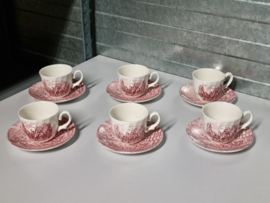Engels rood Ironstone EIT Ltd England set 6x Kop en schotel