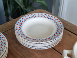 Nimy Belgium rood blauw stipje compleet vintage Kinderservies