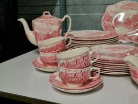 Engels rood Johnson Bros Olde English Countryside serviesset 8 personen