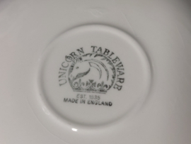 Engels blauw Unicorn Tableware Asiatic Pheasants Kop en schotel