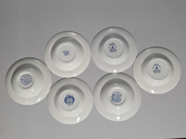 Engels blauw Set 6x mix & match diep pasta curry bord 23 cm